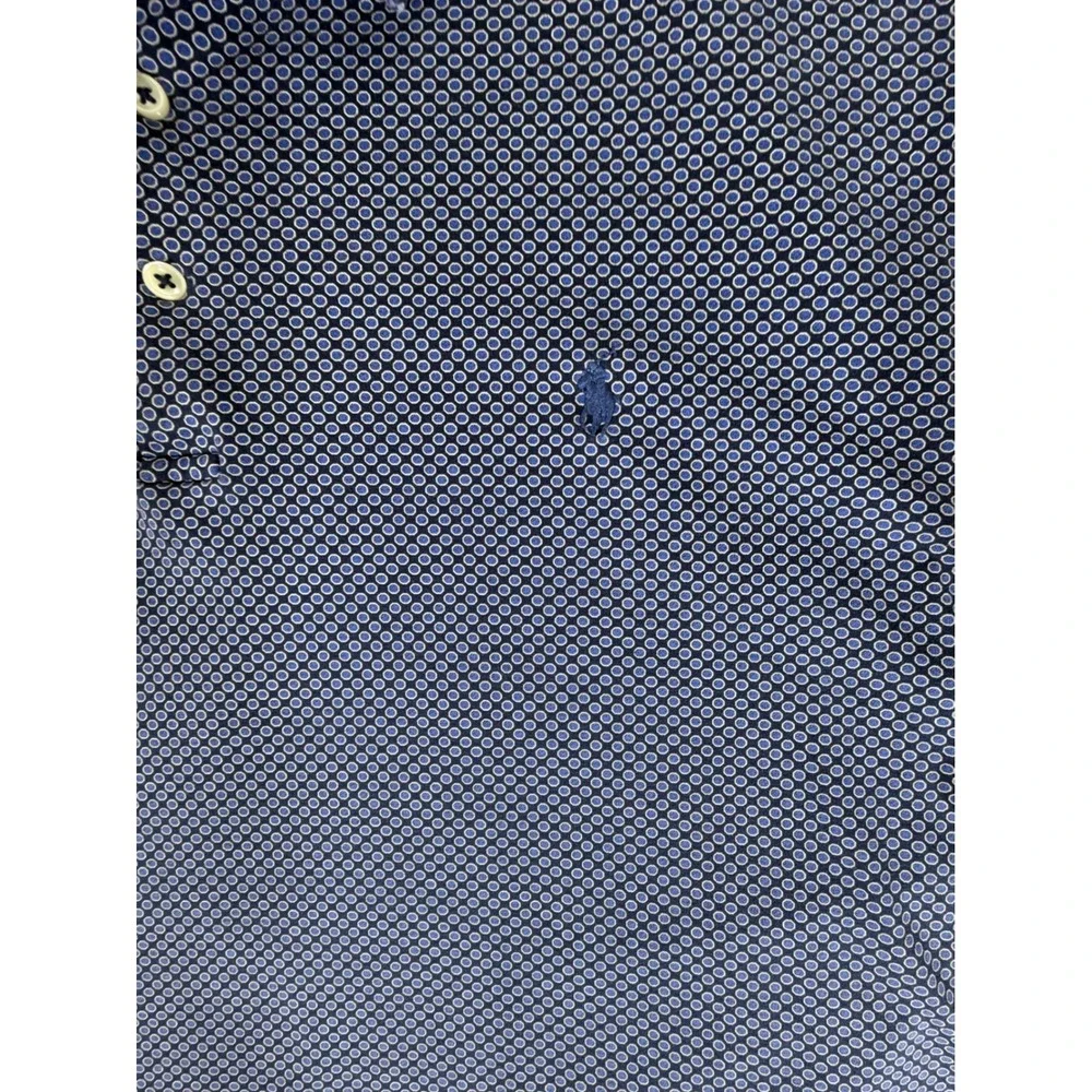 Polo Ralph Lauren Polo Shirt 3XB Blue Geometric Circle Print Cotton FLAW READ